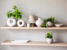Eenvoudig wandrek met keramiek en kleine planten